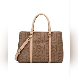 New Guess Womens Brown Patent Leather Medium Shoulder Bag Crossbody Purse